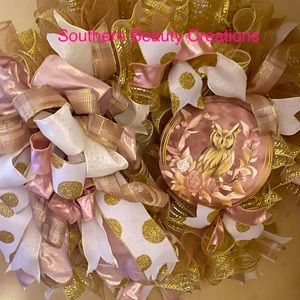 Pink Gold and Cream After Christmas Wreath